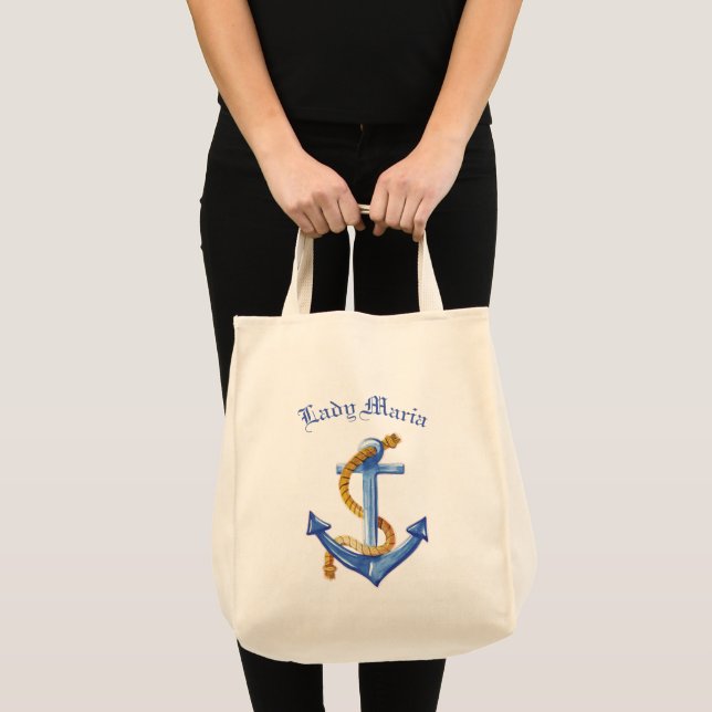 Tote Bag Ancre bleue amusante (Devant (produit))
