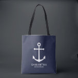 Tote Bag Ancre Bleue de la marine nautique<br><div class="desc">Ancre bleue marine minimaliste moderne Bridesmaid personnalisées Fourre-tout Bagavec ancre blanche et nom personnalisé de demoiselle d'honneur avec titre en blanc moderne sans serif style police sur arrière - plan bleu marine.

Aussi parfait pour femme de ménage d'honneur,  fille de fleurs,  mère de la mariée et plus.</div>
