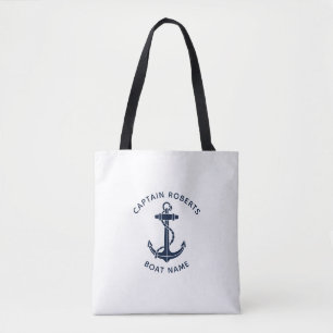 Tote Bag Ancre Bleue Marine Naútic Nom de Capitaine de Bate
