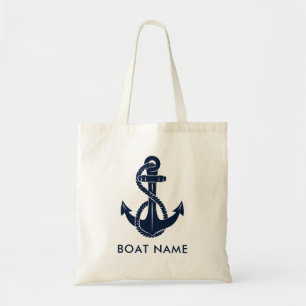 Tote Bag Ancre Bleue marine Nom du bateau Moderne