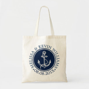 Tote Bag Ancre de bateau nautique bleu marine Modèle Mariag