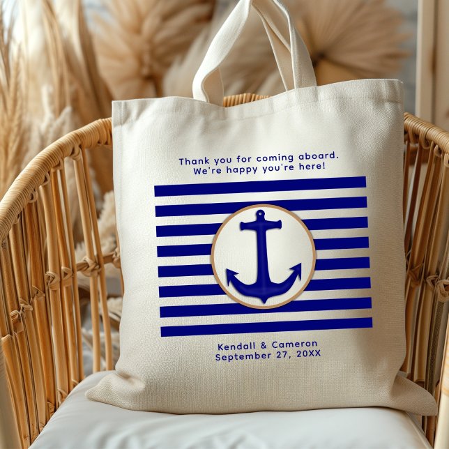 Tote Bag Ancre de la marine nautique Mariage de bienvenue (Créateur téléchargé)