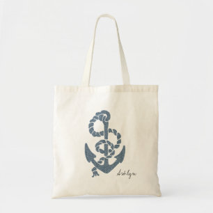 Tote Bag Ancre des rayures nautiques