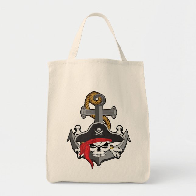 Tote Bag Ancre du crâne pirate (Devant)