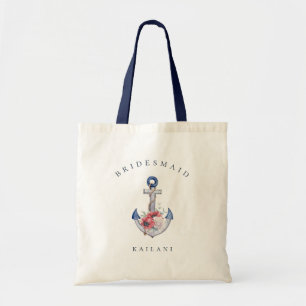 Tote Bag Ancre florale nautique à l'aquarelle