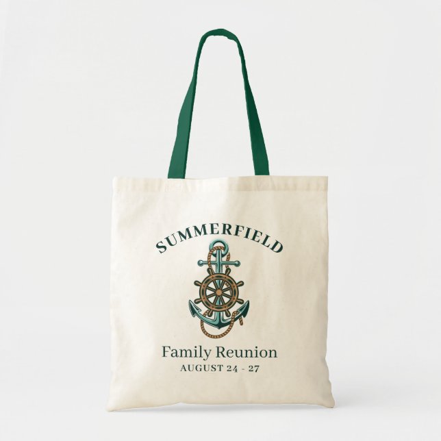 Tote Bag Ancre nautique de réunion de famille personnalisée (Devant)