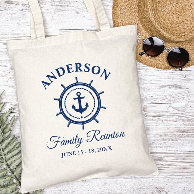 Tote Bag Ancre nautique Helm Famille Réunion (Customize to change text size, color or text style.)