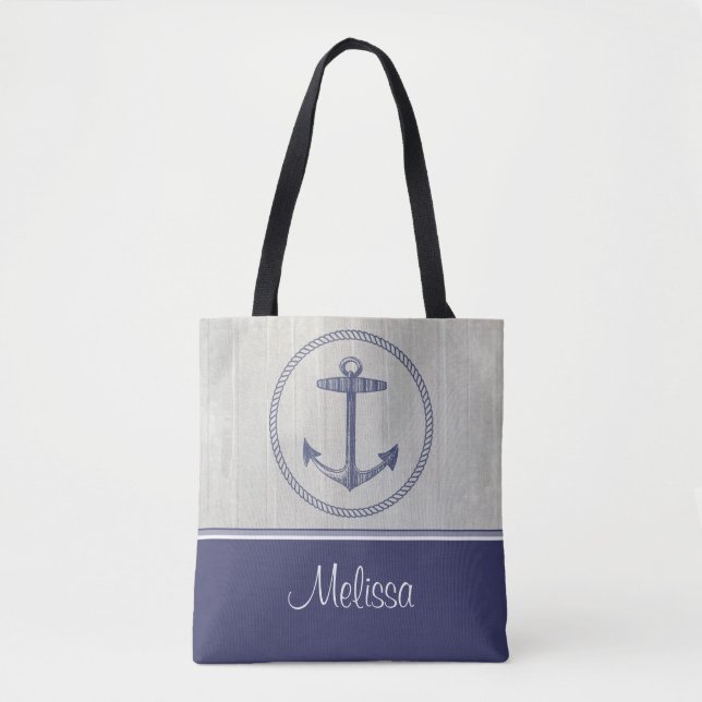 Tote Bag Ancre nautique | personnalisé (Devant)