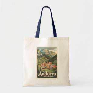 Tote Bag Andorre Illustration Voyage Art Vintage