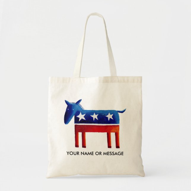 Tote Bag Âne Démocrate Nom ou Message Personnalisé (Devant)