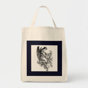 Tote Bag Ange avec harpe et flore