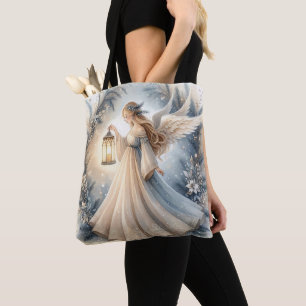 Tote Bag Ange céleste d'hiver Lanterne de paix