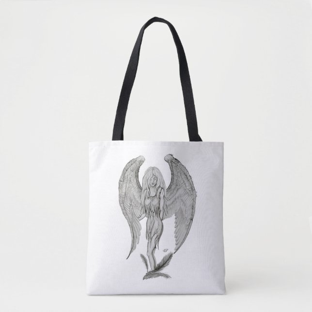 Tote Bag Ange, design noir et blanc (Devant)