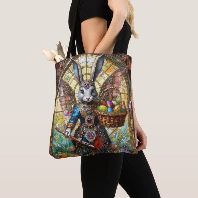 Tote Bag ange guerrier lapin de Pâques steampunk (De près)