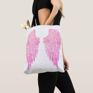 Tote Bag Ange rose ailes et blanc