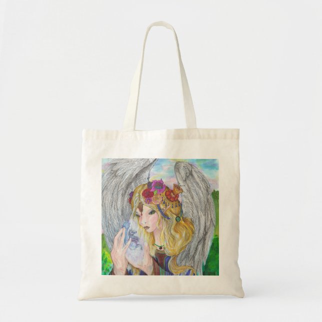 Tote Bag Ange tenant une licorne (Devant)