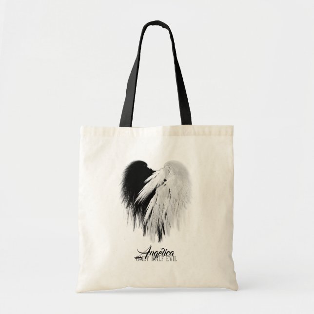 Tote Bag ANGEL AILES COEUR Noir+Blanc Seulement mi-mal Funn (Devant)
