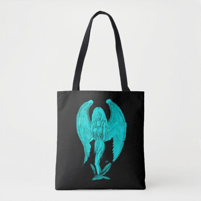 Tote Bag Angel, Noir et Vert design (Devant)