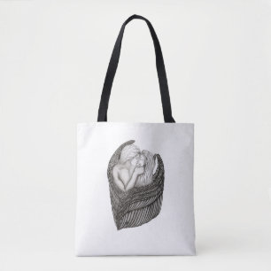 Tote Bag Angels Kissing, noir et blanc Design