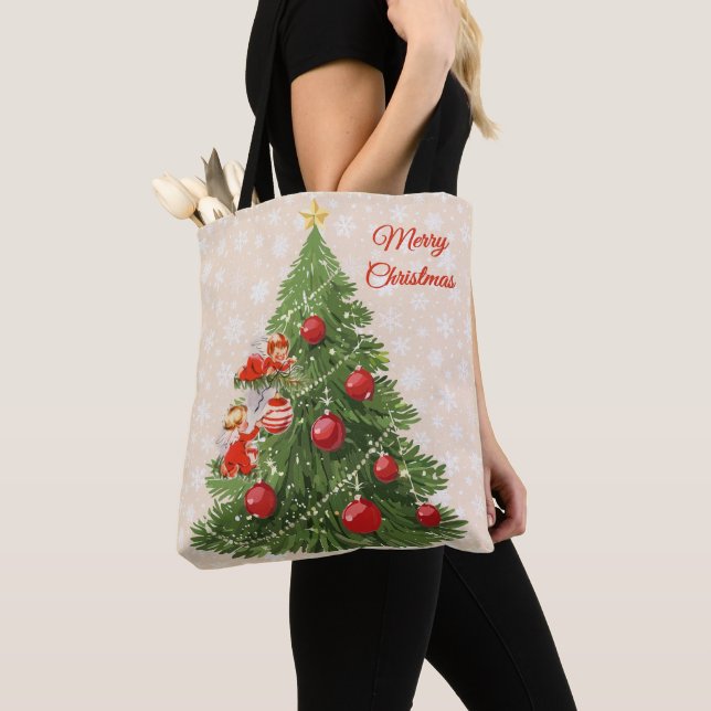 Tote Bag Anges décorant l'arbre de Noël (De près)
