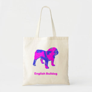 Tote Bag Anglais Bulldog Crazy Hot Pink Reusable Grocert Ba