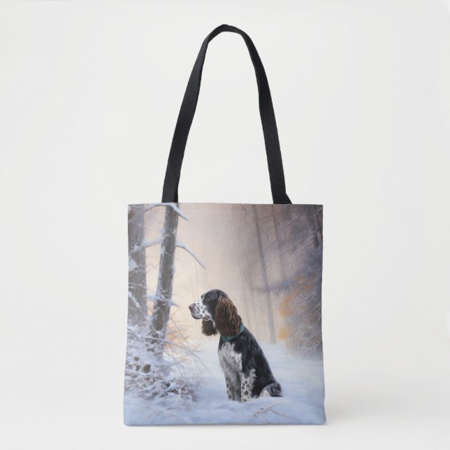 Tote Bag Anglais Springer Spaniel Laissez-le neiger Noël (Devant)