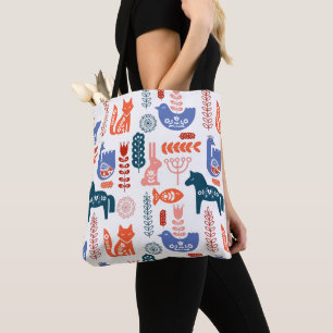 Tote Bag Animal de forêt d'art populaire suédois