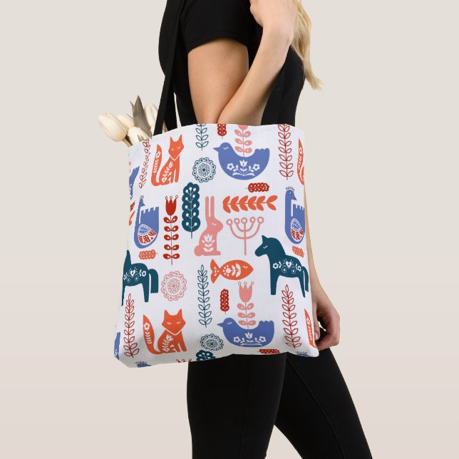 Tote Bag Animal de forêt d'art populaire suédois (De près)
