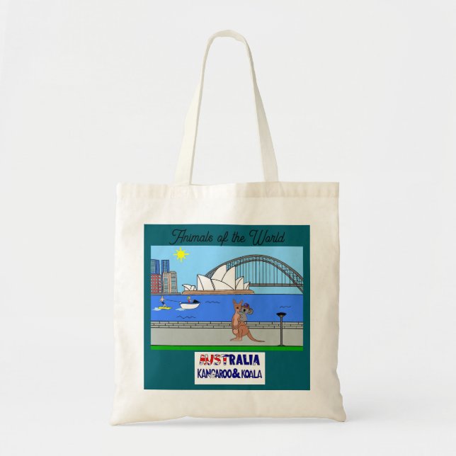Tote Bag Animals of the World Australia Kangaroo & Koala (Devant)