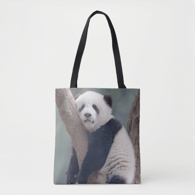 Tote Bag Animaux de bébés cutest | Bébé Panda Ours Dormir (Devant)