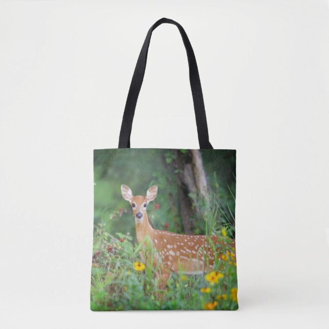 Tote Bag Animaux de bébés cutest | Cerf à queue blanche dan (Devant)