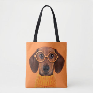Tote Bag Animaux de bébés cutest   Chandail orange Dachshun