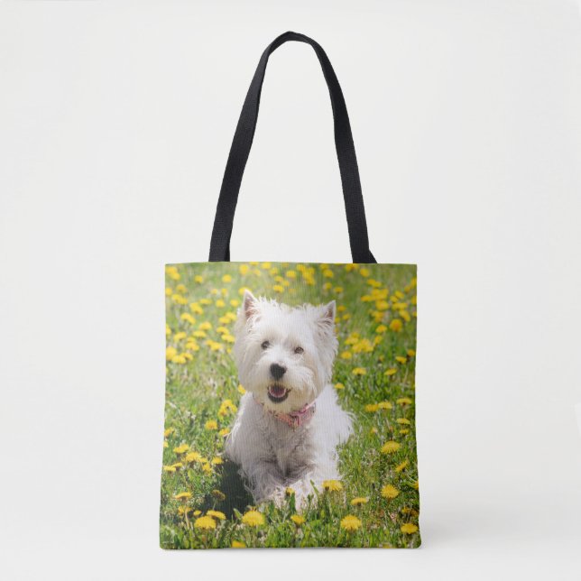 Tote Bag Animaux de bébés cutest | Chien Westin en Dandelio (Devant)