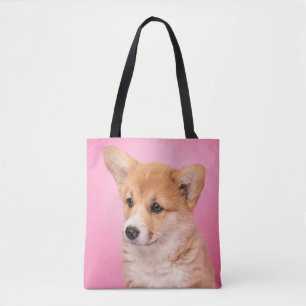 Tote Bag Animaux de bébés cutest   Corgi Chiot rose