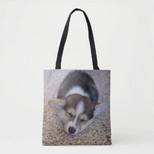 Tote Bag Animaux de bébés cutest   Corgi Chiot sur Shag Rug