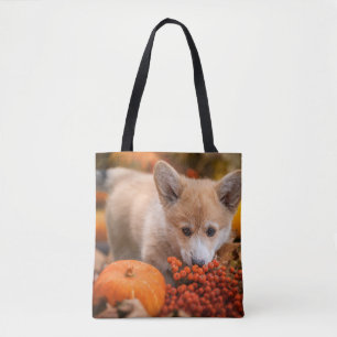 Tote Bag Animaux de bébés cutest Corgi Puppy en automne