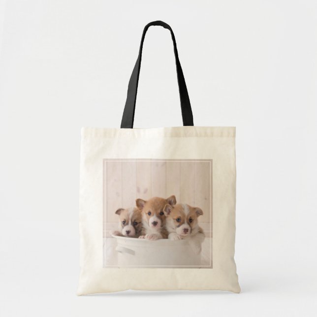 Tote Bag Animaux de bébés cutest | Cute Corgi Chipies dans  (Devant)