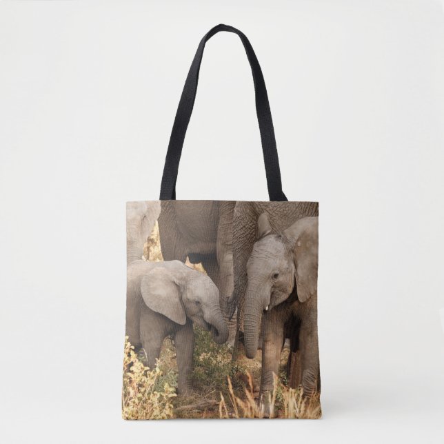 Tote Bag Animaux de bébés cutest | Deux jeunes éléphants (Devant)