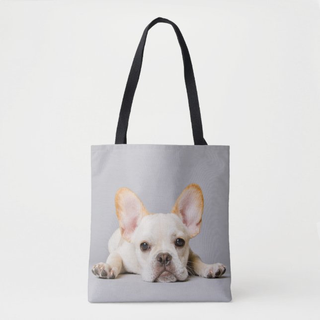 Tote Bag Animaux de bébés cutest | French Bulldog Lying Dow (Devant)