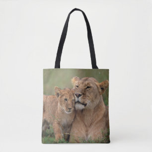 Tote Bag Animaux de bébés cutest Lion Cub & Mother
