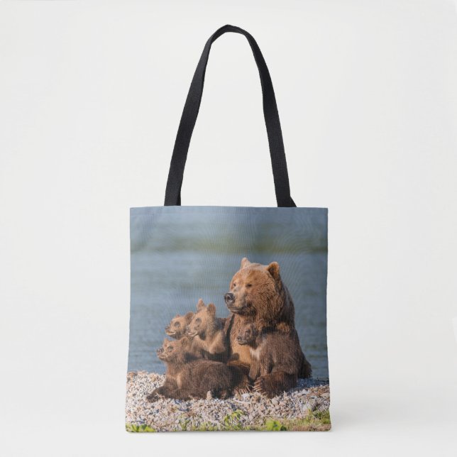Tote Bag Animaux de bébés cutest | Mère Ours & Cubs (Devant)