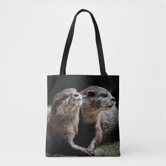 Tote Bag Animaux de bébés cutest | Otters tenant les mains (Devant)