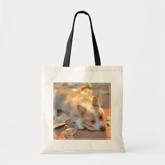 Tote Bag Animaux de bébés cutest | Shy Corgi (Devant)