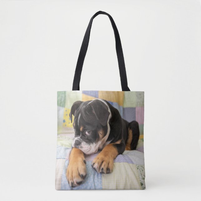 Tote Bag Animaux de bébés cutest | Shy Old English Bulldog (Devant)