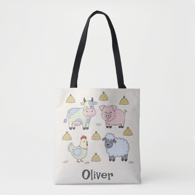 Tote Bag Animaux de ferme mignons en patchwork (Devant)