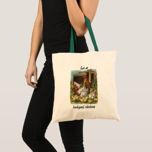 Tote Bag Animaux de la ferme vintage, coq, poules, poulets