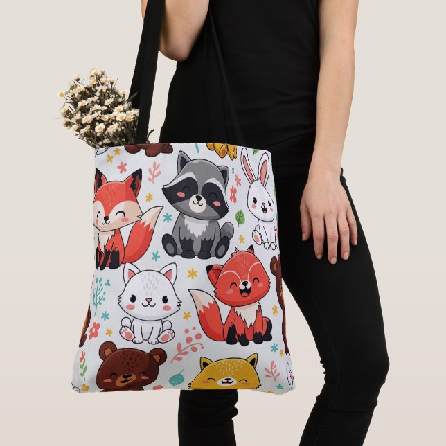 Tote Bag Animaux des bois sans soudure (De près)