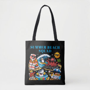 Tote Bag Animaux drôles de fête de plage d'été - DJ Pieuvre
