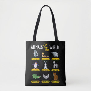 Tote Bag Animaux Du Monde Drôles De Noms D'animaux Réels
