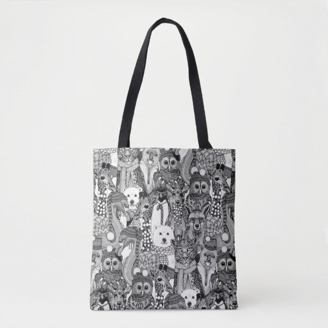 Tote Bag animaux festifs noirs (Devant)